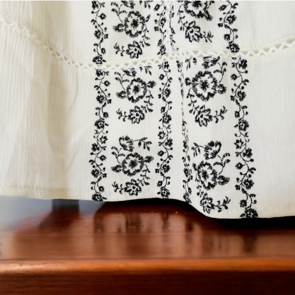 Off-shoulder Embroided Gauze Print Sceen Mini Dress Floral Pattern size Small - Picture 6 of 12